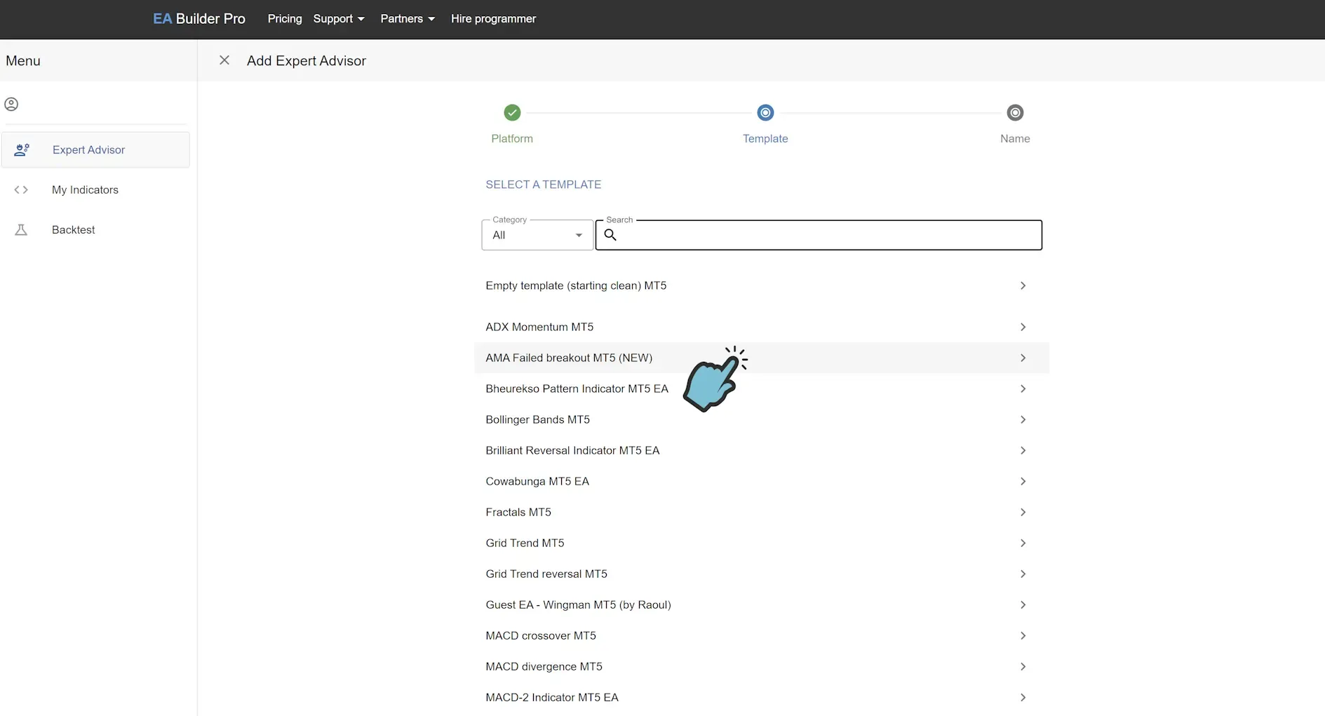 ea builder pro add ea